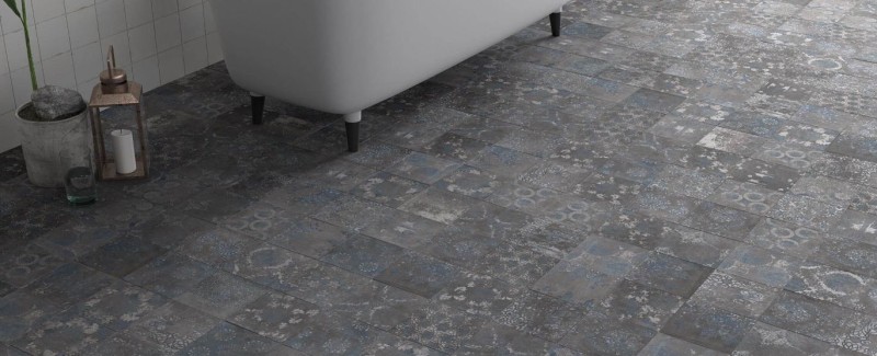 Płytki podłogowe patchwork ciemno szary Wow Chateau Graphite 18.5x18.5 101391