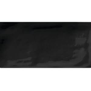 Cifre Monochrome Black Brillo 7,5x15: schwarze Ziegel-Fliese