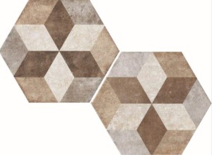 Fioranese Heritage Deco Texture 4: Beige Hexagonfliesen 34,5 x 40 cm