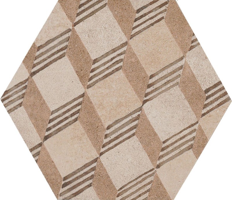 Sześciokątne plytki wzorzystę brązowe patchwork Clays Decoro Earth,Sand,Shell 21x18,2-70158