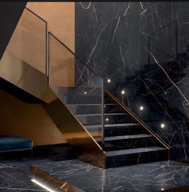Gres marmur czarny ze złotą nitką Flaviker Supreme Evo Noir Laurent lux 120x120 hb 78860