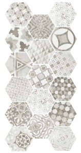 Musterhafte graue hexagonale Zementfliesen für den Garten EQUIPE HEXATILE 17,5x20