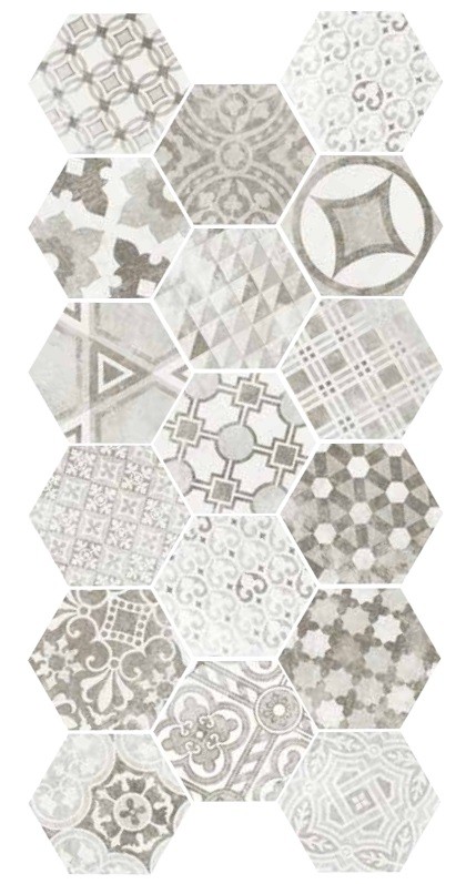 Gresy heksagonalne wzorzystę bez EQUIPE HEXATILE CEMENT GARDEN GREY 17.5X20 9165