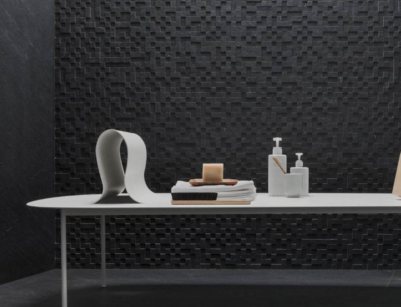 Płytki gres naturalny czarny kamień Marazzi Mystone Lavagna Nero M03V 75x150 37360