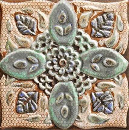 Dekor na kominek zielony kwiat Mainzu Mandala Centro 20X20 47995