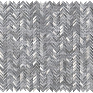 Gebürstete Metall-Mosaike Gravity Chevron 3D Silber 30x29,8 cm