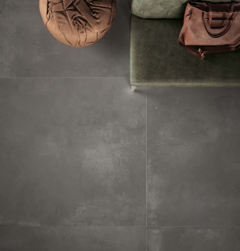 Płytka podłogowa salon beton grafitowy przetarty ABK Lab325 Base Pepper Ret 60x60 87533