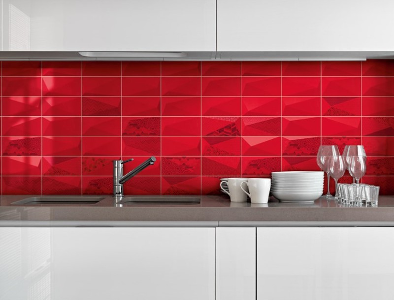 Plytki 3d małe czerwone Mainzu Diamond Rubi 10x20 55065