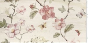Beige Fliesen Bad Blumenmuster Mainzu Butterfly Deco 2 15x30