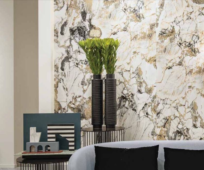 Płytki podłogowe marmur biały z brąz złotą żyłą Florim Rex Etoile de Rex Étoile Symphonie Gloss 60x120x6mm crt 95924