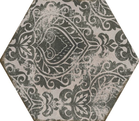 Płytki sześciokątne gres patchwork kwiaty Marazzi Powder Deco Freddo MNDZ 21X18.2 X10 ag 18288
