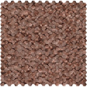 3D-Hexagonale Kupfer-Metallmosaikfliese gebürstet Gravity 30,7x30,1