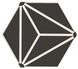 Realonda Osaka Schwarz 28,5x33 hexagonale Fliese