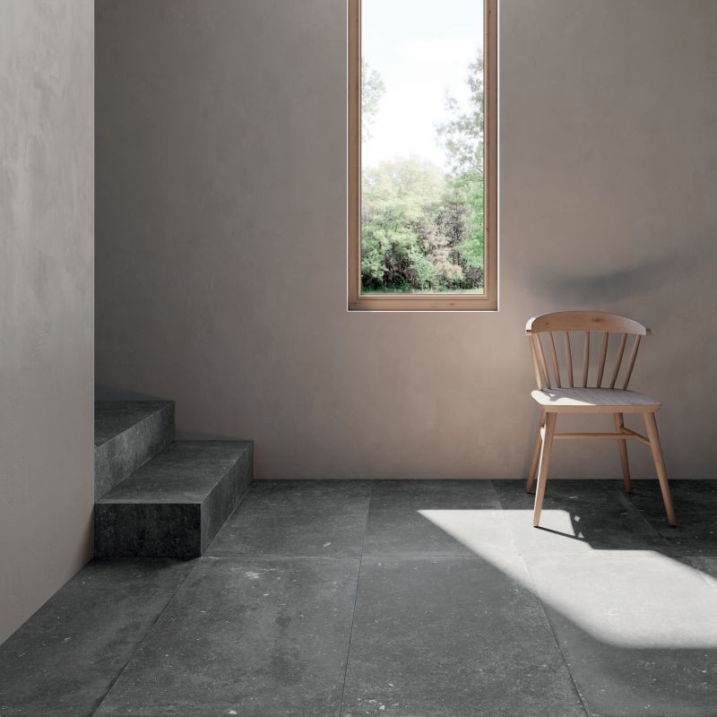 Płytka podlogowa kamienna ciemny grafit Flaviker Nordik Stone Black 120x120-85455