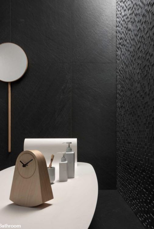 Płytki gres naturalny czarny kamień Marazzi Mystone Lavagna Nero M03V 75x150 63327