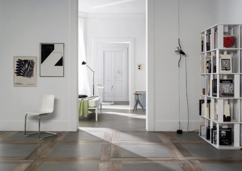 Płytki podłogowe imitujące beton Marazzi Block Mocha 90x90 48488