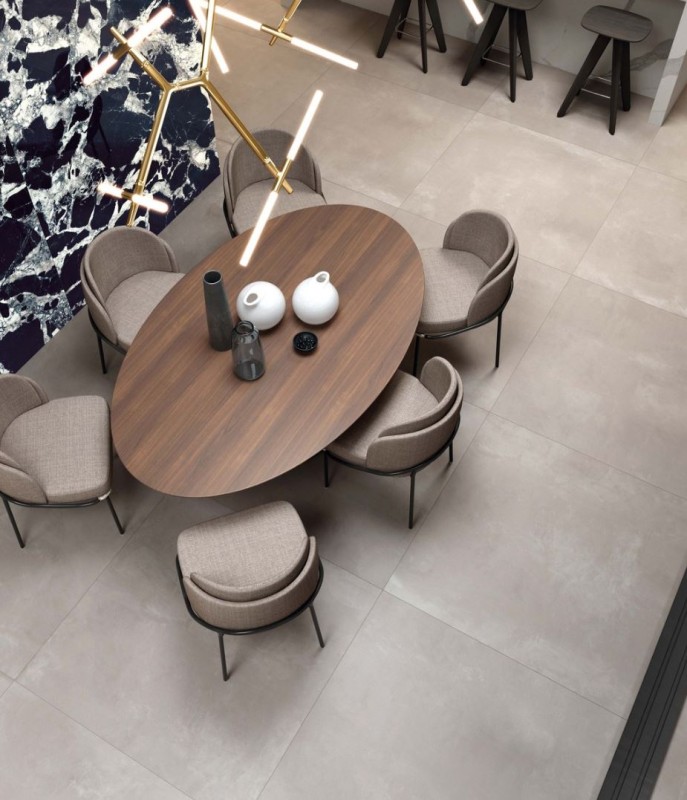 Płytka podłogowa salon beton jasno szary przetarty ABK Lab325 Base Ash Ret 3064 80x80 87516