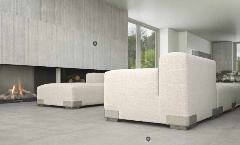 Płytki podłogowe ciemno szare beton ze strukturą tynku Casalgrande Padana Cemento Rasato Antracite 60x120 39176
