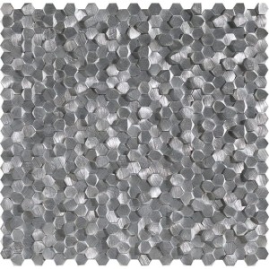 3D-Hexagonale Silberne Metall-Mosaikfliese gebürstet Gravity 30,7x30,1