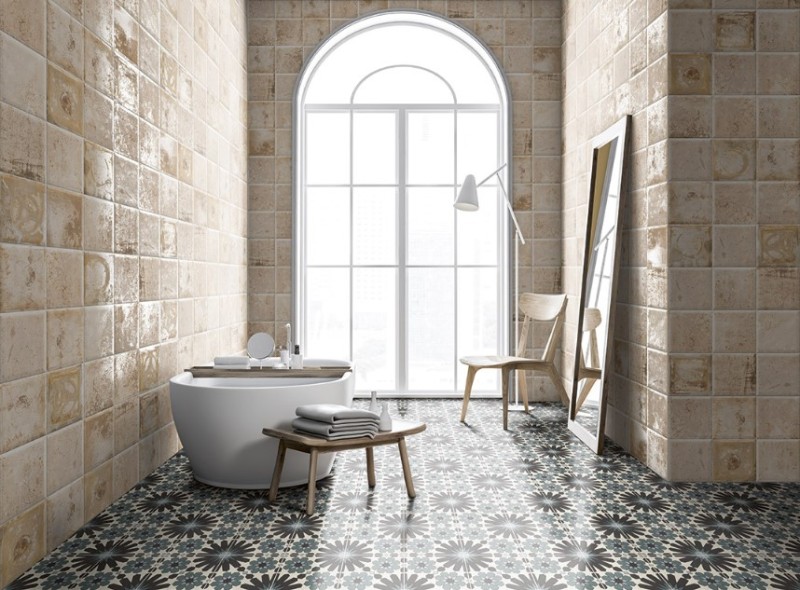 Płytki metalizowane rdzawe beżowe Mainzu Tin Tile Cream 20x20 56626