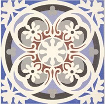 Mainzu Centro Victorian Nou 20x20: Weiß-Blau gemusterte Badezimmerfliesen