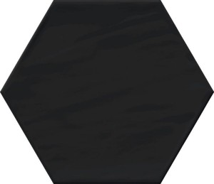 Cifre Monochrome Hexagon Black Brillo 16x18: Schwarze hexagonale Fliesen