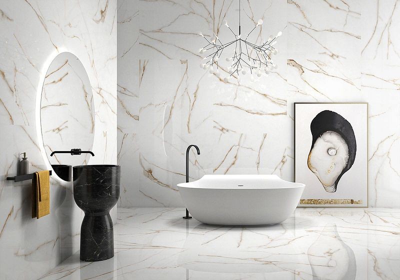 Geotiles Brera Gold Polished 120x120 płytka imitująca marmur 132022