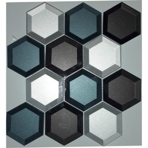 Türkische Mosaikfliese Reflex Cobalt 23x26,5 - Hexagon Silber