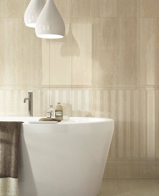 Płytki ścienne połysk imitujące marmur trawertyn Marazzi Marbleline Travertin MLAT 22x66,2 16937