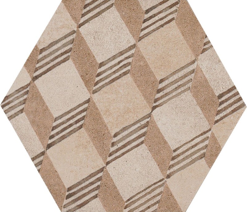 Sześciokątne plytki wzorzystę brązowe patchwork Clays Decoro Earth,Sand,Shell 21x18,2 70148