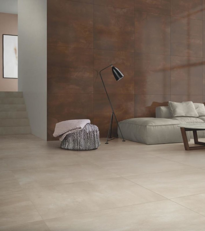 Płytki podłogowe rdzawe brąz Casalgrande Padana Steeltech Decor Corten 90x90 40155
