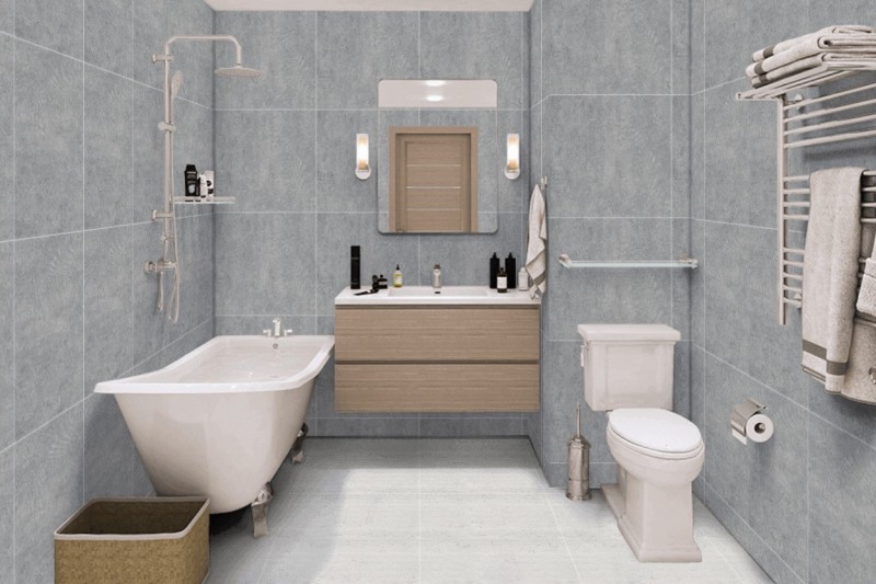 Płytki imitujące szary beton Porcelanosa Rodano mosaico silver 33,3x100 43456