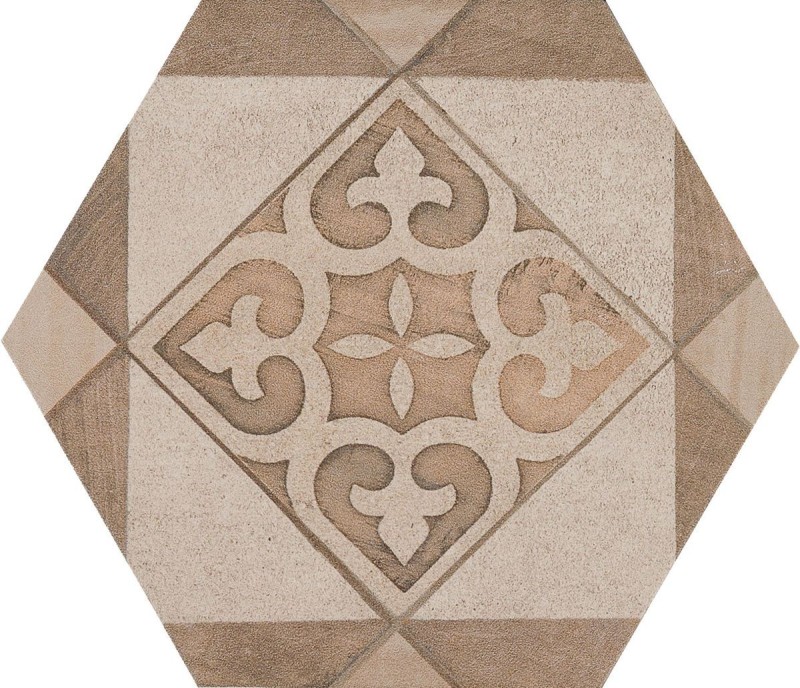 Sześciokątne plytki wzorzystę brązowe patchwork Clays Decoro Earth,Sand,Shell 21x18,2-70155