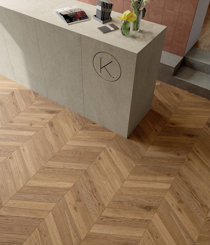 Marca Corona Elisir Royal Dorato Chevron 7,5x45 I894 płytki drewnopodobne 143243