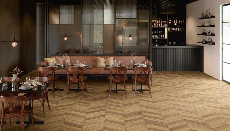 Emil Ceramica/Provenza Revival Chevron Cuoio Silktech 11x54 ELGM płytki gresowe imitujące drewno 126549