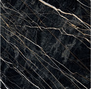 Fondovalle Infinito 2.0 Port Laurent Glossy 120x120: Schwarze Marmor-Feinsteinzeug Fliesen