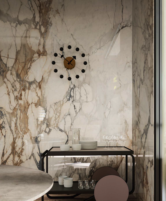 Spiek kwarcowy, blat kuchenny marmur biały ze złotą żyłą Marazzi Grande Marble Look Calacatta Vena Vecchia lux M7GF 160x320 6mm 96344