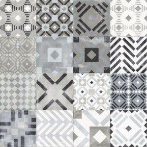 ABK Play Labyrinth Mix Grey 20x20: Grau-weiße Patchwork Fliesen für Wohnzimmer & Wand