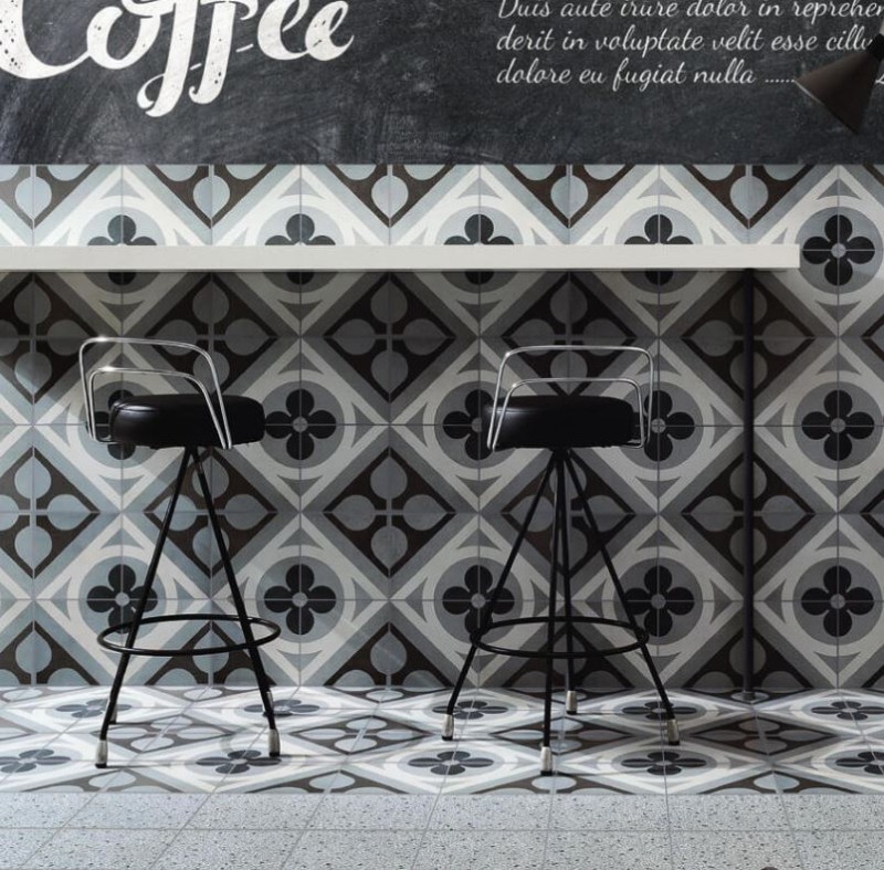 Płytki patchworkowe jasno szare Fioranese Cementine Retro Azzurro 20x20 bn 33277