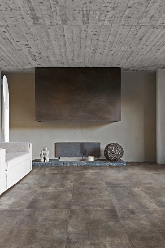 Płytki podłogowe beton przetarty szary brąz Florim Floor Gres Rawtech Raw- Mud 80x80 94771