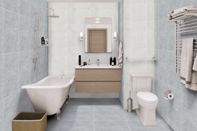Płytki ścienne szare beton Porcelanosa Rodano acero 33.3x100 14878