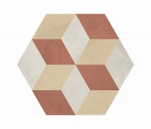Marca Corona Terra Kunst Würfel Sonnenuntergang/Crema 25x21,6 I423 hexagonale Fliesen