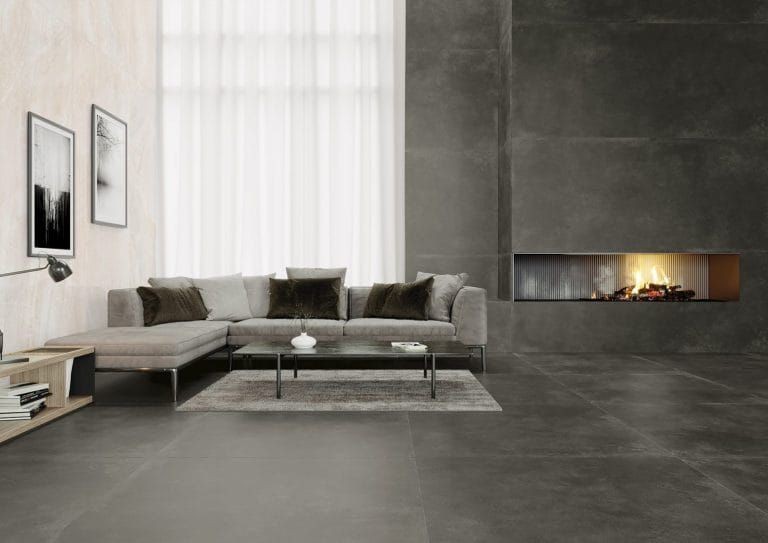 Cerrad Modern Concrete Graphite Lappato 119,7x119,7 płytki gresowe imitujące beton 105337