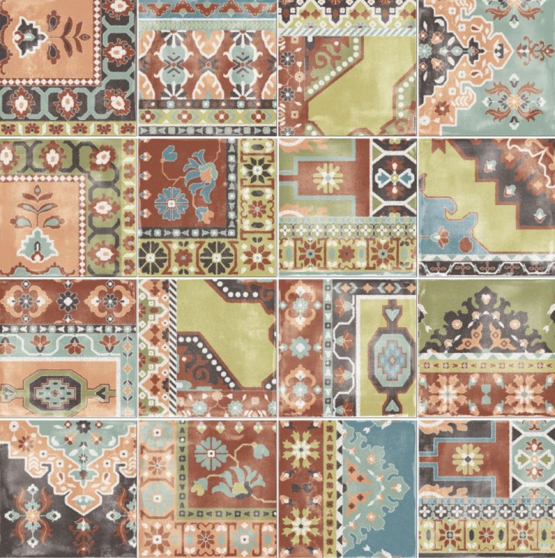 Płytka podłogowa ścienna szalon przetarty zielony niebieski beż patchwork ABK Play Capret Mix Multicolor 20x20 86815