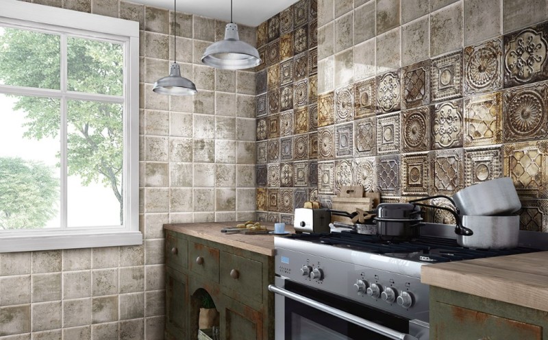 Płytki metalizowane szare Mainzu Tin Tile grey 20x20 56650