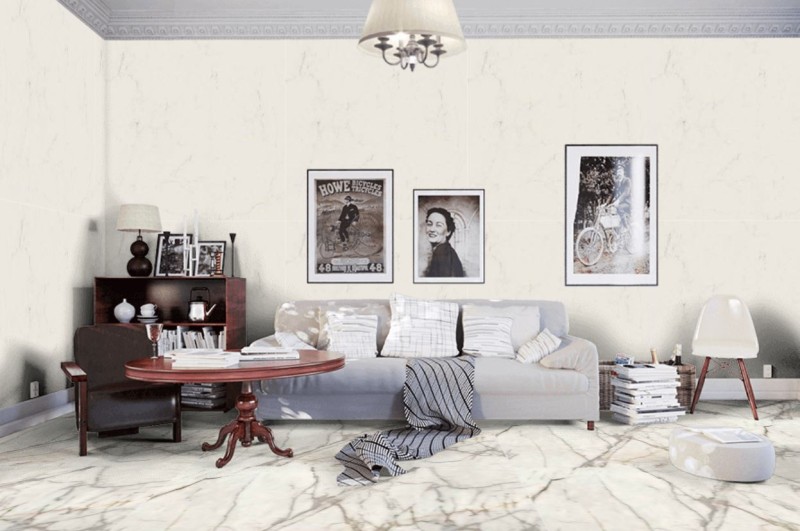 Płytki speiki marmur ekri cienkie żyły Marazzi Marble Look Altissimo Lux 120x120 36819