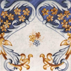 Mainzu Zócalo Aranjuez 20x20: Weiß-Blaue Dekorfliesen