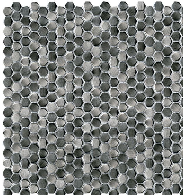 Mozaika 3D metal srebrna heksagon L'antic Colonial Gravity Mosaics Aluminium Hexagon titanium L244008791 30.1X30.7ag 99566