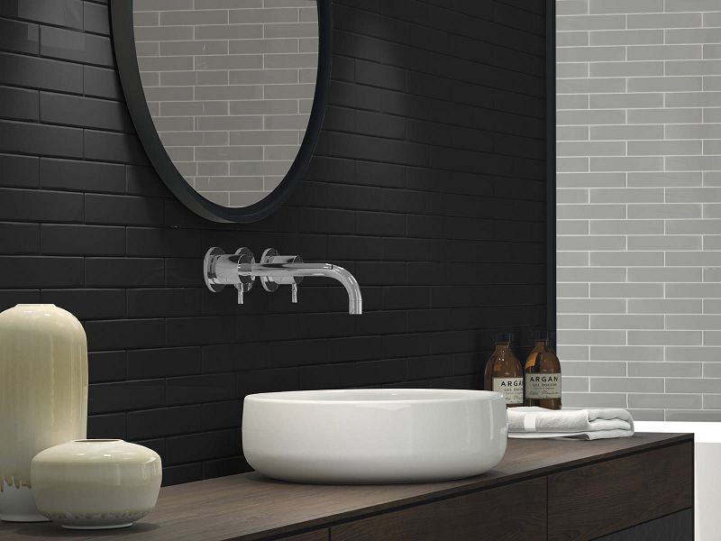 Estudio Farrow Off-Black Glossy 5x25 płytka ścienna cegiełka 129057