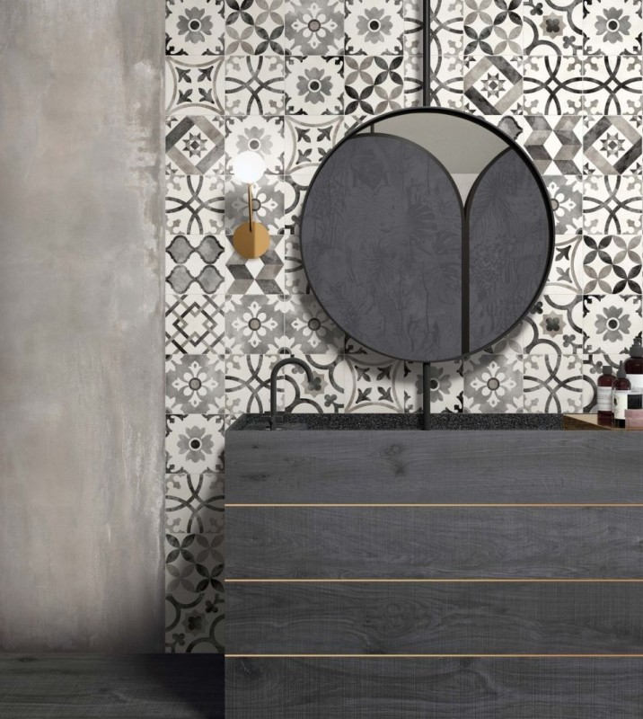 Płytka podłogowa ścienna szalon przetarty szary patchwork ABK Play Classic Mix Grey 20x20 86835
